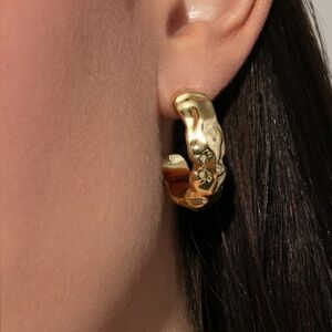 NEW Uncommon James Gold Crushed Hoop Earrings